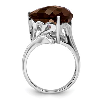 Sterling Silver Rhodium Smoky Quartz & Diam. Ring — alternate view