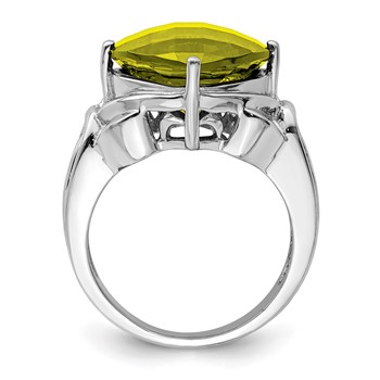 Sterling Silver Rhodium Checker-Cut Lemon Quartz Ring — alternate view