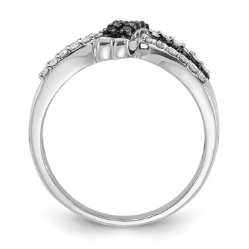 Sterling Silver Polished Black & White Diamond Knot Ring — alternate view