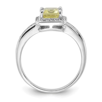 Sterling Silver Rhodium-plated Diamond & Lemon Quartz Ring — alternate view