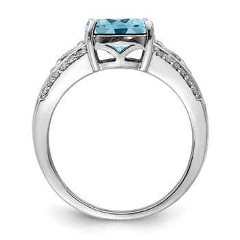 Sterling Silver Rhodium Diam. & Sky Blue Topaz Ring — alternate view