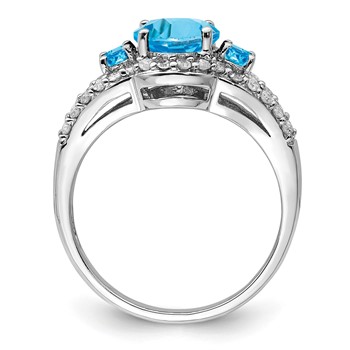 Sterling Silver Rhodium Blue Topaz & Diam. Ring — alternate view