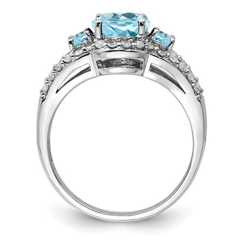 Sterling Silver Rhodium Diam. & Sky Blue Topaz Ring — alternate view
