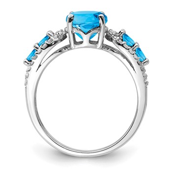 Sterling Silver Rhodium Blue Topaz & Diam. Ring — alternate view