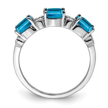 Sterling Silver Rhodium Blue Topaz & Diam. Ring — alternate view