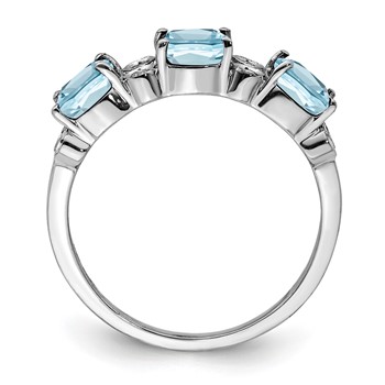 Sterling Silver Rhodium Diam. & Sky Blue Topaz Ring — alternate view