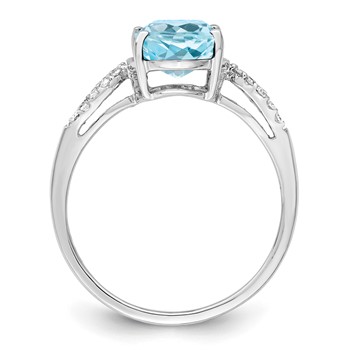 Sterling Silver Rhodium Sky Blue Topaz & Diam. Ring — alternate view