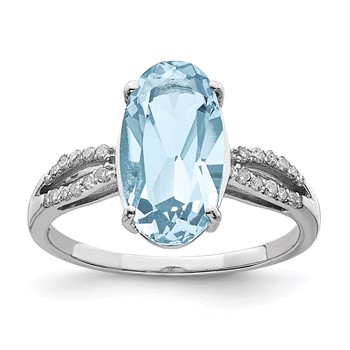 Sterling Silver Rhodium Sky Blue Topaz & Diam. Ring