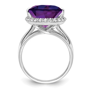 Sterling Silver Rhodium-plated White Topaz & Amethyst Ring — alternate view