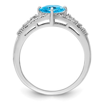 Sterling Silver Rhodium Blue Topaz & Diam. Ring — alternate view