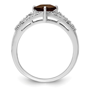 Sterling Silver Rhodium Smoky Quartz & Diam. Ring — alternate view