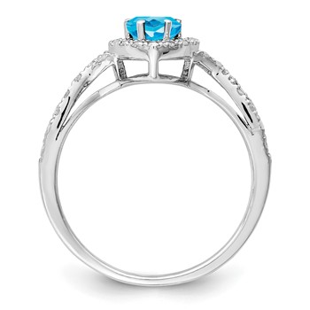Sterling Silver Rhodium Blue Topaz & Diam. Ring — alternate view