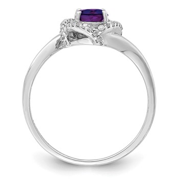 Sterling Silver Rhodium-plated Oval Diamond & Amethyst Ring — alternate view