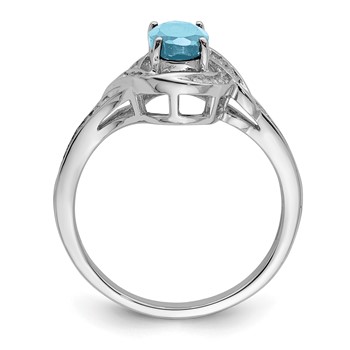Sterling Silver Rhodium Diam. & Sky Blue Topaz Ring — alternate view
