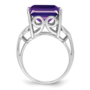 Sterling Silver Rhodium-plated Amethyst Ring — alternate view