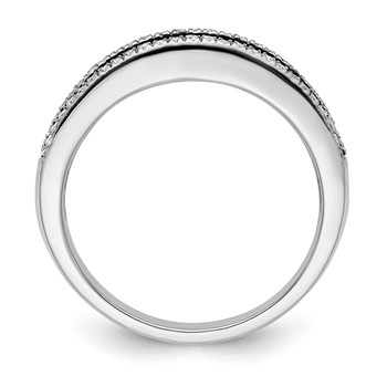 White Night Sterling Silver Rhodium-plated Black and White Diamond Band — alternate view