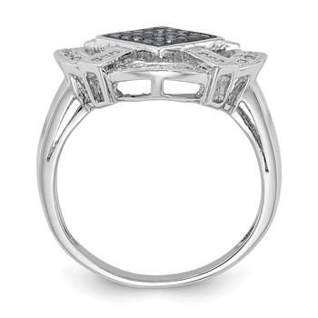 Sterling Silver Polished Black & White Diamond Ring — alternate view