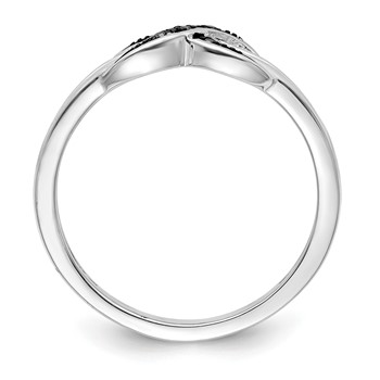 White Night Sterling Silver Rhodium-plated Black and White Diamond Ring — alternate view