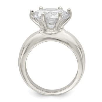 Sterling Silver Solitaire Round CZ Ring — alternate view