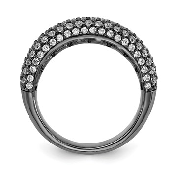 Sterling Silver Pavé Ruthenium-plated 113 Stone CZ Ring — alternate view