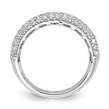 Sterling Silver Pavé Rhodium-plated 61 Stone CZ Ring — alternate view