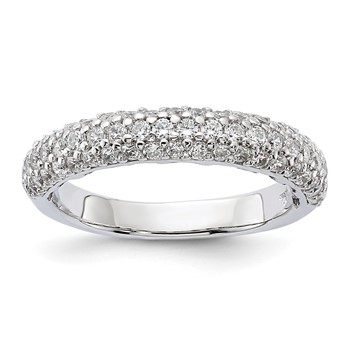 Sterling Silver Pavé Rhodium-plated 61 Stone CZ Ring