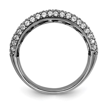 Sterling Silver Pavé Ruthenium-plated 61 Stone CZ Ring — alternate view