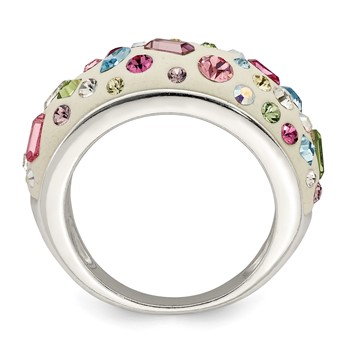 Sterling Silver Stellux Crystal Multi-Color White Ring — alternate view