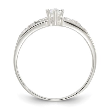 Sterling Silver Row and Solitaire CZ Ring — alternate view