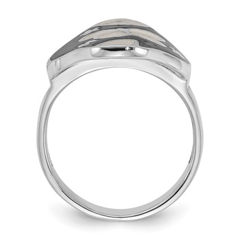 Sterling Silver Mother of Pearl & Simulated Stone Floral Butterfly Ring — alternate view