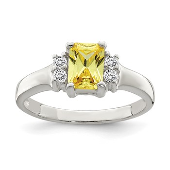 Sterling Silver Yellow and White CZ Ring
