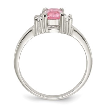 Sterling Silver Pink and White CZ Ring — alternate view