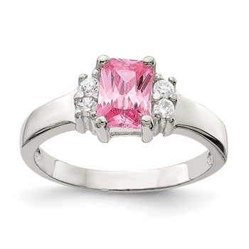 Sterling Silver Pink and White CZ Ring