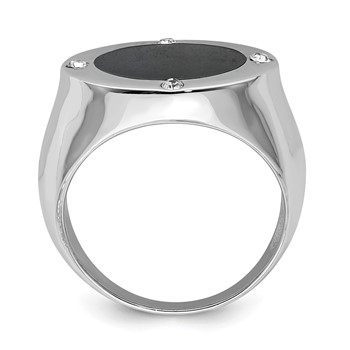 Sterling Silver Rhodium Plated Black Simulated Onyx & CZ Ring — alternate view