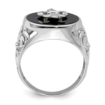 Sterling Silver Rhodium Plated CZ Black Onyx Ring — alternate view