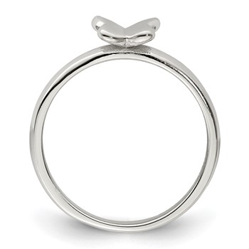 Sterling Silver Rhodium-plated Polished Butterfly Children's Ring — alternate view