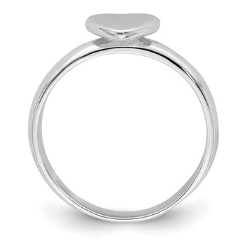 Sterling Silver Rhodium-plated Polished Heart Children's Ring — alternate view