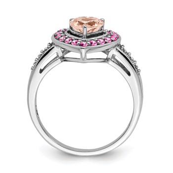 Sterling Silver Rhodium Morganite Heart Ring — alternate view