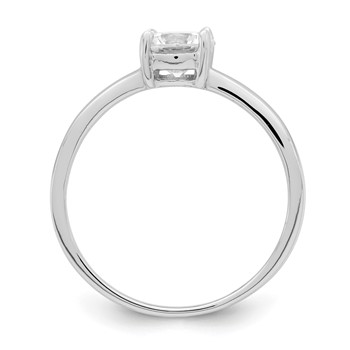 Sterling Silver Rhodium-plated Solitaire Round CZ Ring — alternate view