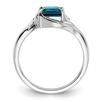 Sterling Silver Rhodium Plated Diamond & London Blue Topaz Ring — alternate view