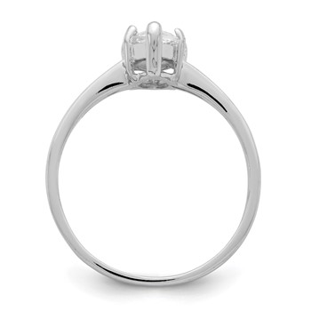 Sterling Silver Rhodium-plated Solitaire Marquise CZ Ring — alternate view