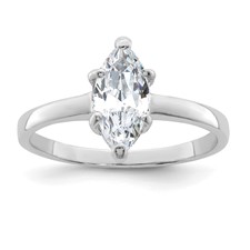 Image of Sterling Silver Rhodium-plated Solitaire Marquise CZ Ring