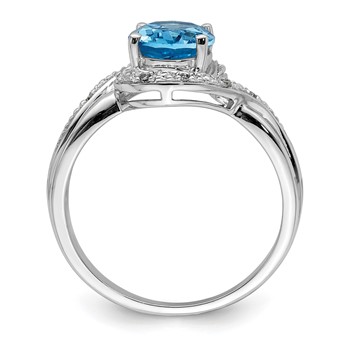 Sterling Silver Rhodium Plated Dia. and Light Swiss BT Oval Ring — alternate view