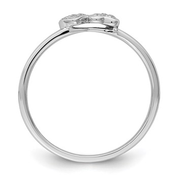 Sterling Silver Rhodium Plated Diamond Double Heart Stackable Ring — alternate view