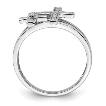 Sterling Silver Rhodium Plated Diamond  Crosses Ring — alternate view