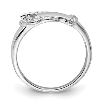 Sterling Silver Rhodium Plated Diamond Buckle Ring — alternate view