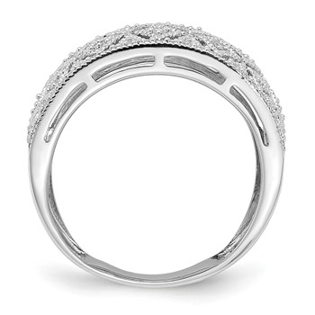 Sterling Silver Rhodium Plated Fancy Diamond Band — alternate view