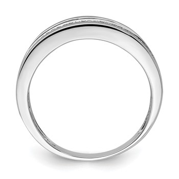 Sterling Silver Rhodium Plated Diam. Men's Band — alternate view