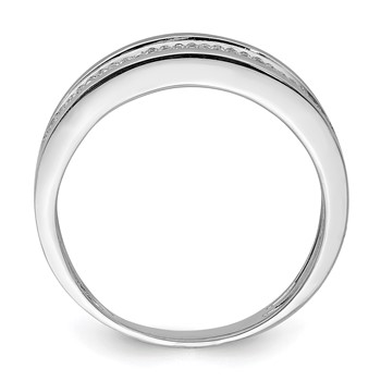 Sterling Silver Rhodium Plated Diam. Men's Band — alternate view