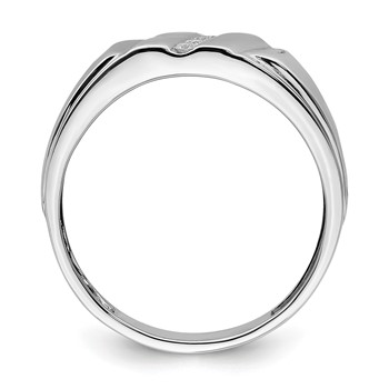 Sterling Silver Rhodium Plated Diamond Men's Ring — alternate view